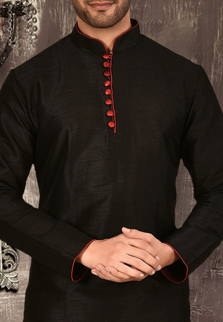 Designer Dupion Silk Kurta Pajama Set | Solid Design Festive Wear for Men