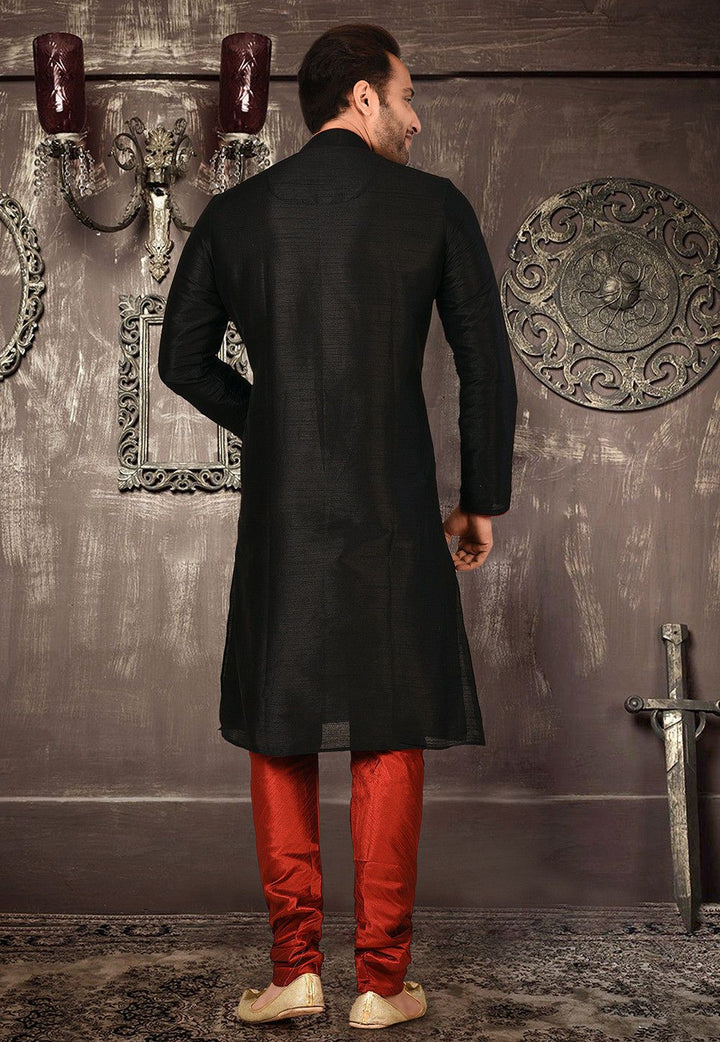 Designer Dupion Silk Kurta Pajama Set | Solid Design Festive Wear for Men