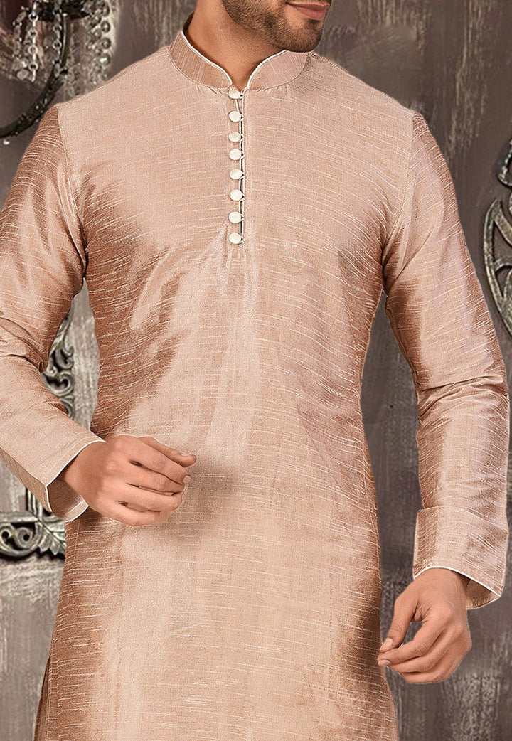 Designer Dupion Silk Kurta Pajama Set | Solid Design Festive Wear for Men