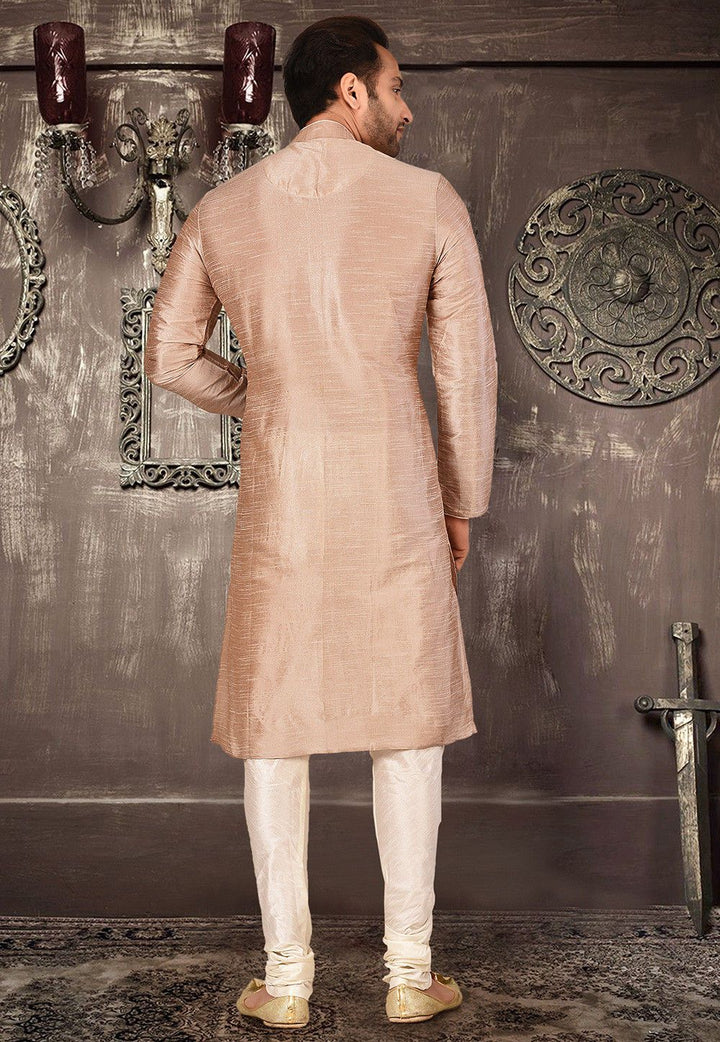 Designer Dupion Silk Kurta Pajama Set | Solid Design Festive Wear for Men