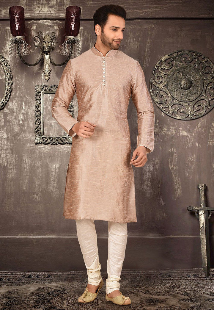 Designer Dupion Silk Kurta Pajama Set | Solid Design Festive Wear for Men