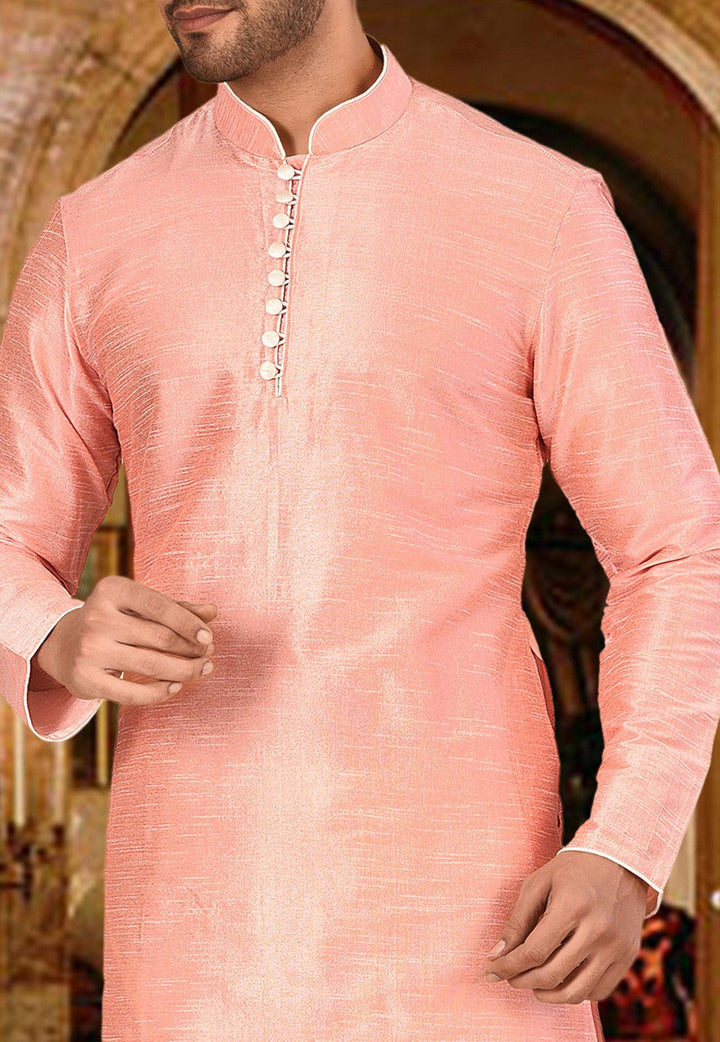 Designer Dupion Silk Kurta Pajama Set | Solid Design Festive Wear for Men