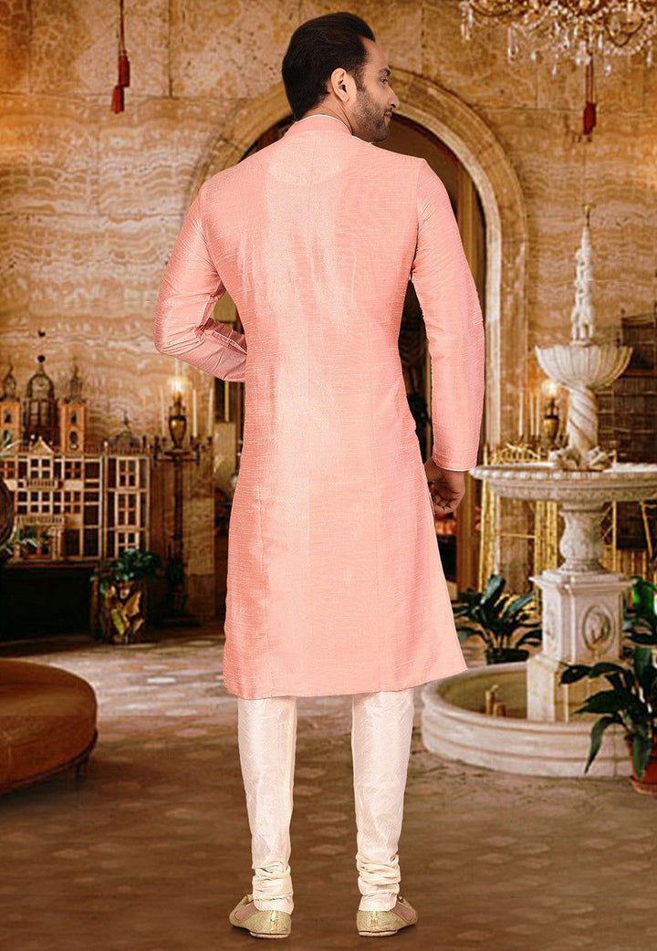 Designer Dupion Silk Kurta Pajama Set | Solid Design Festive Wear for Men