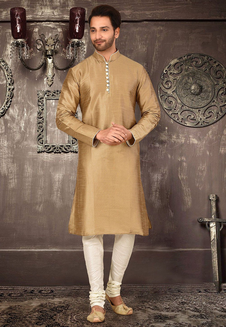 Designer Dupion Silk Kurta Pajama Set | Solid Design Festive Wear for Men