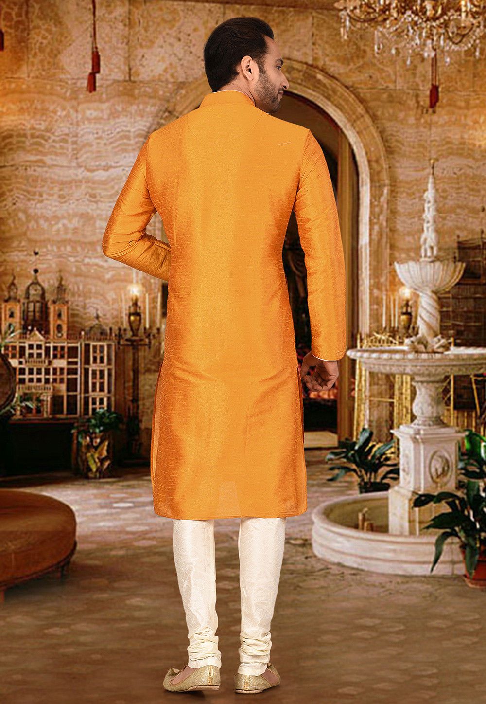 Designer Dupion Silk Kurta Pajama Set | Solid Design Festive Wear for Men