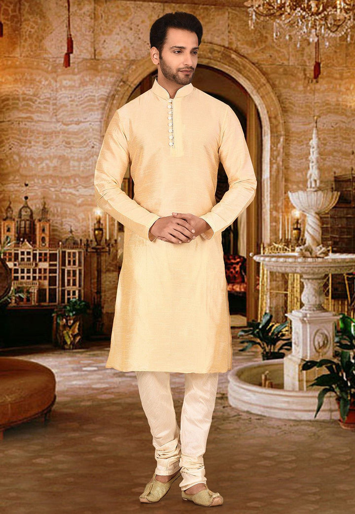 Designer Dupion Silk Kurta Pajama Set | Solid Design Festive Wear for Men