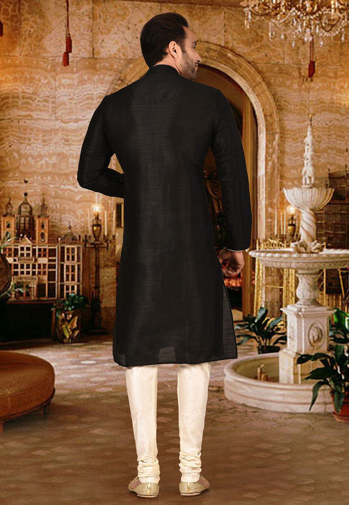 Designer Dupion Silk Kurta Pajama Set | Solid Design Festive Wear for Men
