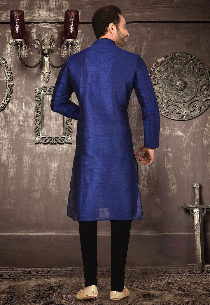 Designer Dupion Silk Kurta Pajama Set | Solid Design Festive Wear for Men