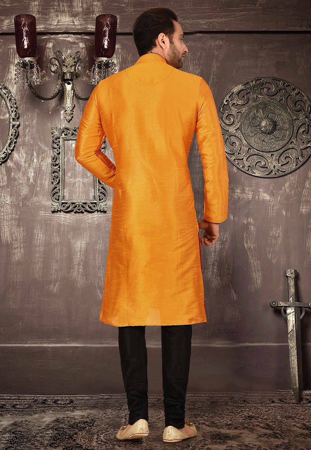 Designer Dupion Silk Kurta Pajama Set | Solid Design Festive Wear for Men