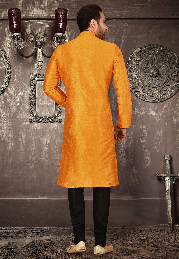 Designer Dupion Silk Kurta Pajama Set | Solid Design Festive Wear for Men