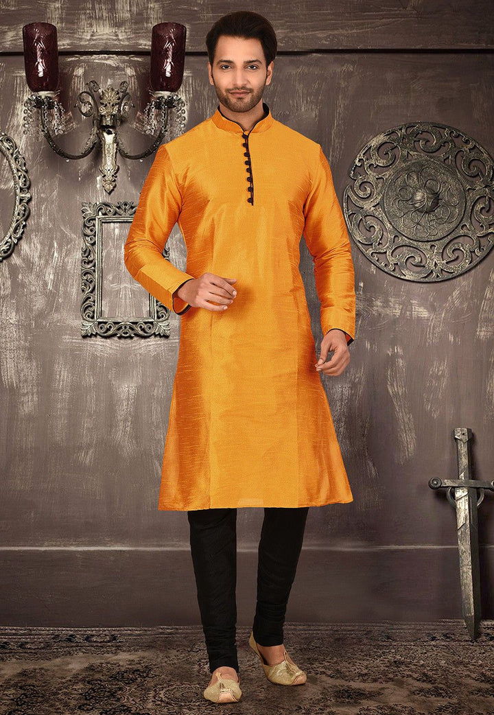 Designer Dupion Silk Kurta Pajama Set | Solid Design Festive Wear for Men