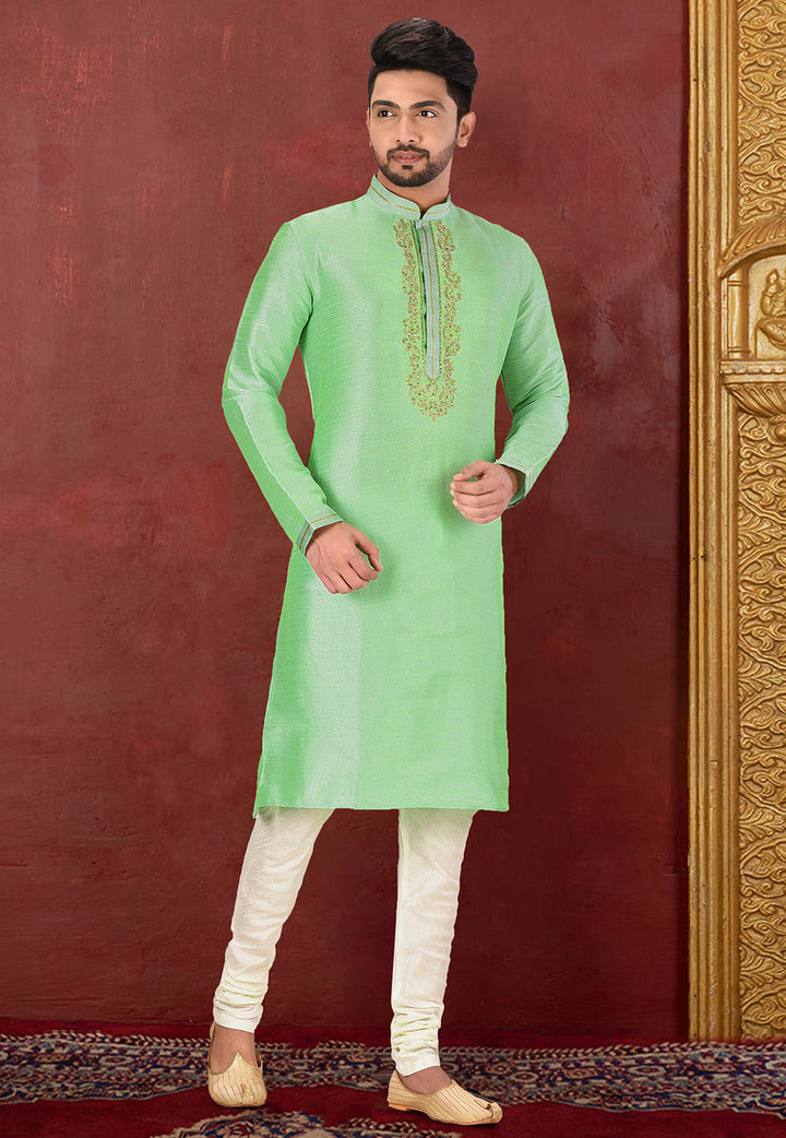 Royal Silk Mulberry Kurta Pajama Set | Jardosi & Resham Work Festive Wear