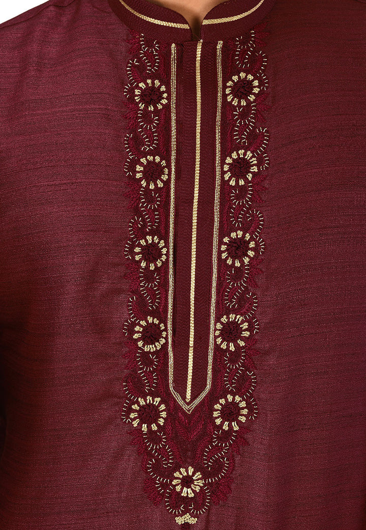 Royal Silk Mulberry Kurta Pajama Set | Jardosi & Resham Work Festive Wear