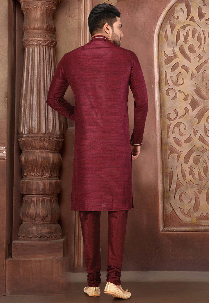 Royal Silk Mulberry Kurta Pajama Set | Jardosi & Resham Work Festive Wear
