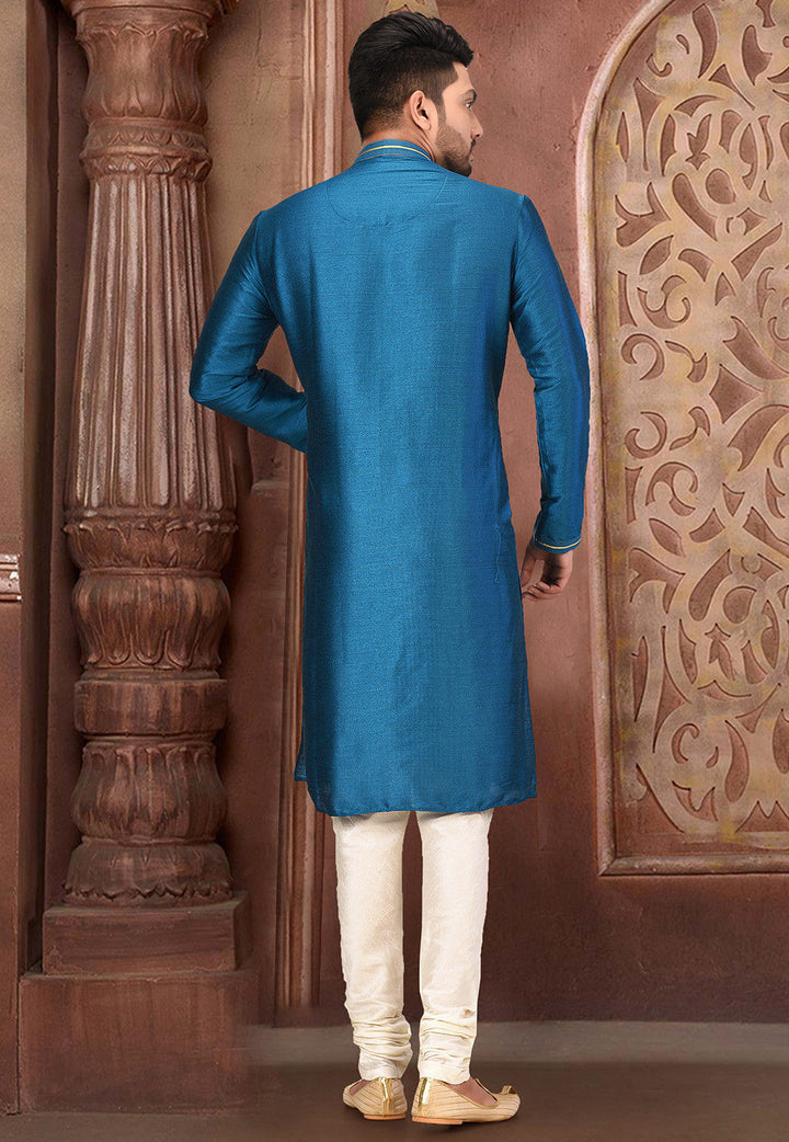Royal Silk Mulberry Kurta Pajama Set | Jardosi & Resham Work Festive Wear