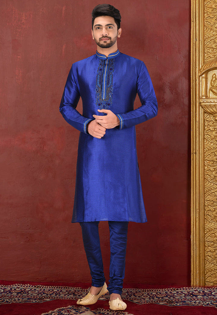 Royal Silk Mulberry Kurta Pajama Set | Jardosi & Resham Work Festive Wear