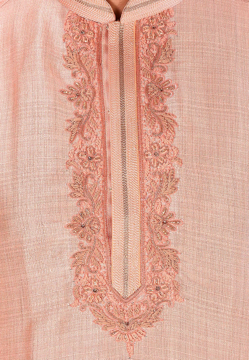 Elegant Kurta Pajama Set | Art Silk Pajama Jardosi Hand Work