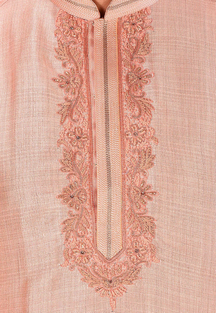 Elegant Kurta Pajama Set | Art Silk Pajama Jardosi Hand Work