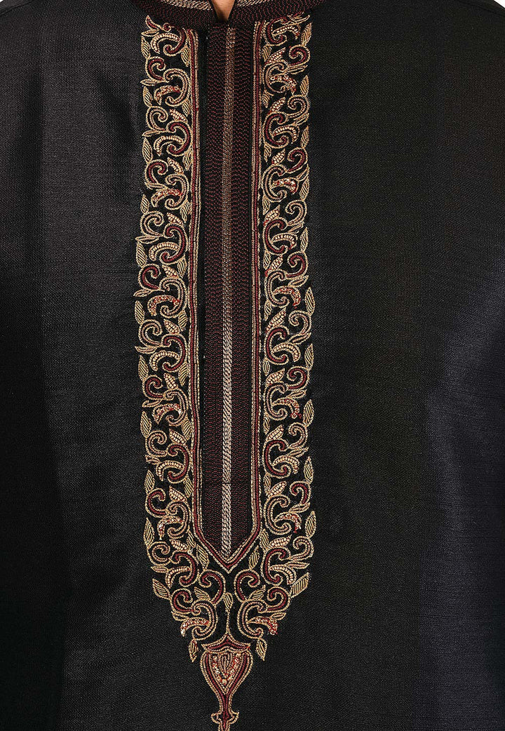 Elegant Kurta Pajama Set | Art Silk Pajama Jardosi Hand Work