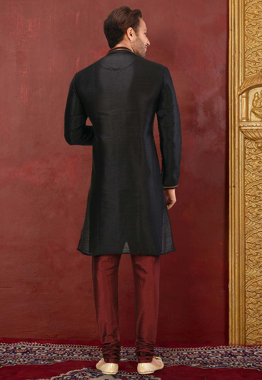 Elegant Kurta Pajama Set | Art Silk Pajama Jardosi Hand Work