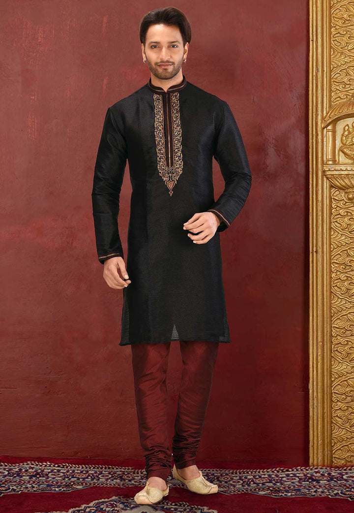 Elegant Kurta Pajama Set | Art Silk Pajama Jardosi Hand Work