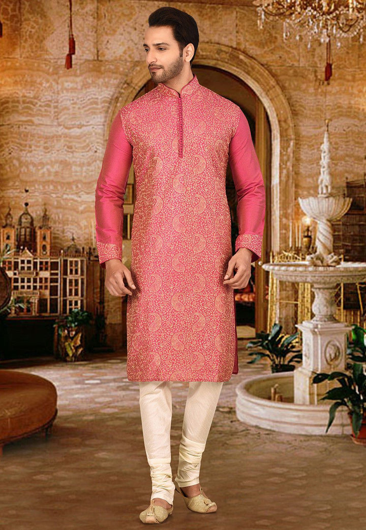 Stylish Pink Kurta Pajama | Heavy Designer Embroidery Work
