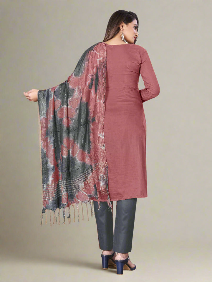 Embroidered Cotton Suit | Traditional Parampara Cotton with Printed Dupatta