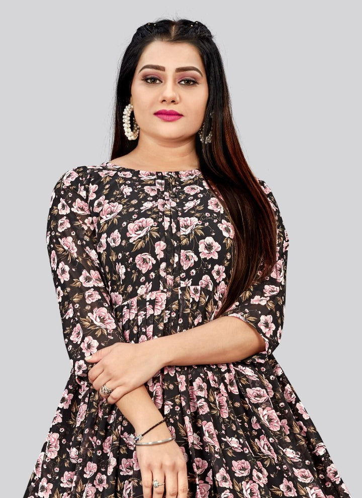 Black Georgette Kurti for Women | Modern Ethnic Kurti for Every Occasion