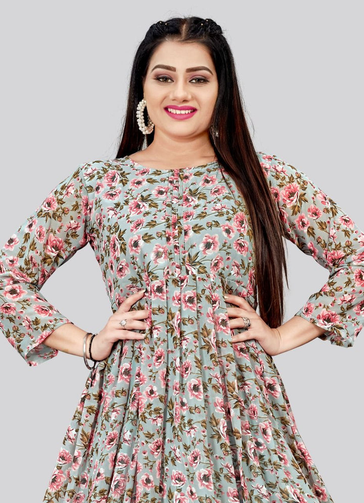 Elegant Georgette Long Kurti | Designer Printed Kurti for Women