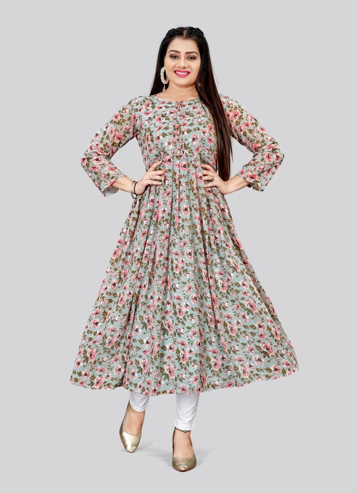 Elegant Georgette Long Kurti | Designer Printed Kurti for Women