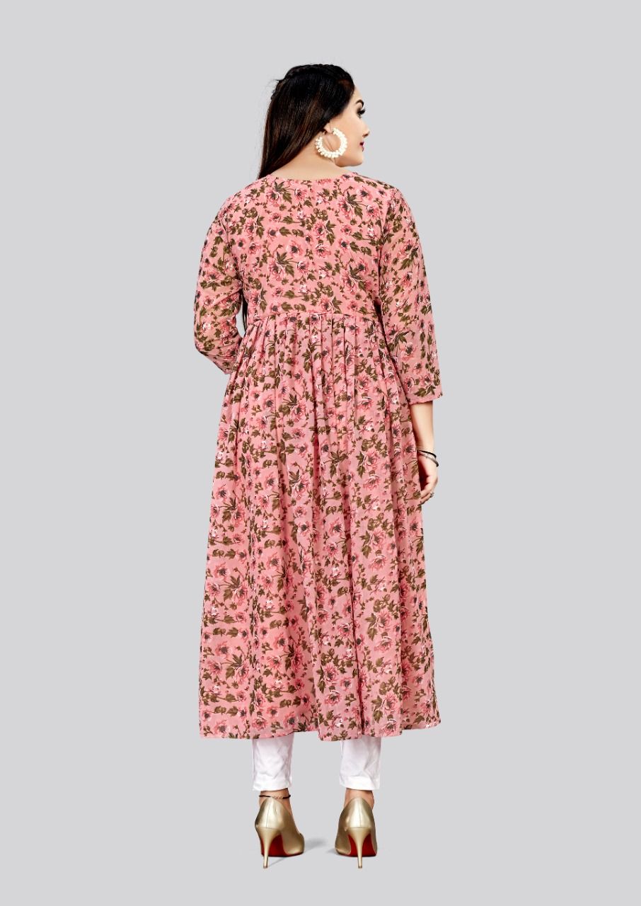 Elegant Georgette Long Kurti | Designer Printed Kurti for Women