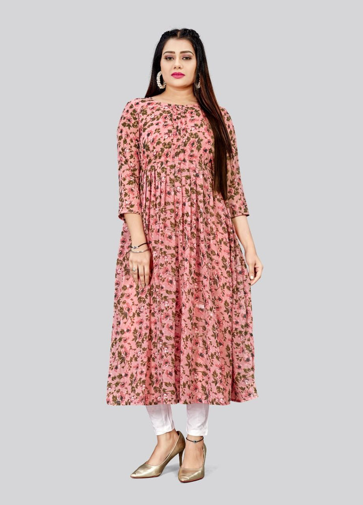 Elegant Georgette Long Kurti | Designer Printed Kurti for Women