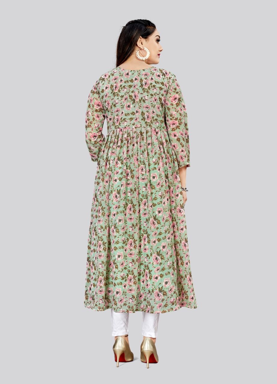 Elegant Georgette Long Kurti | Designer Printed Kurti for Women