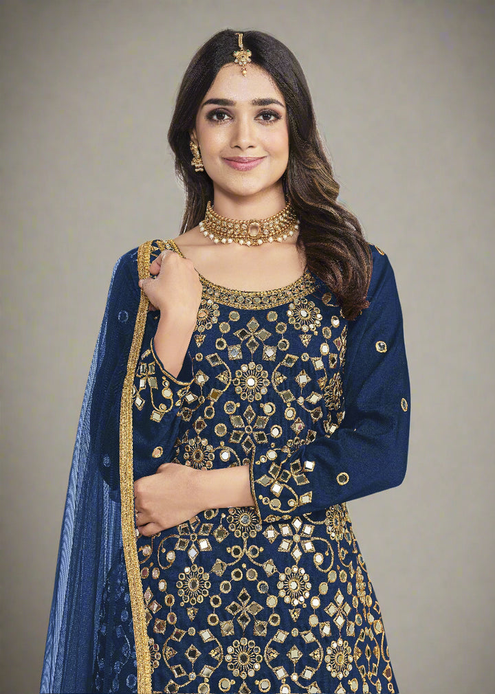 Elegant Patiala Suit | Heavy Mirror Work with Santoon Bottom