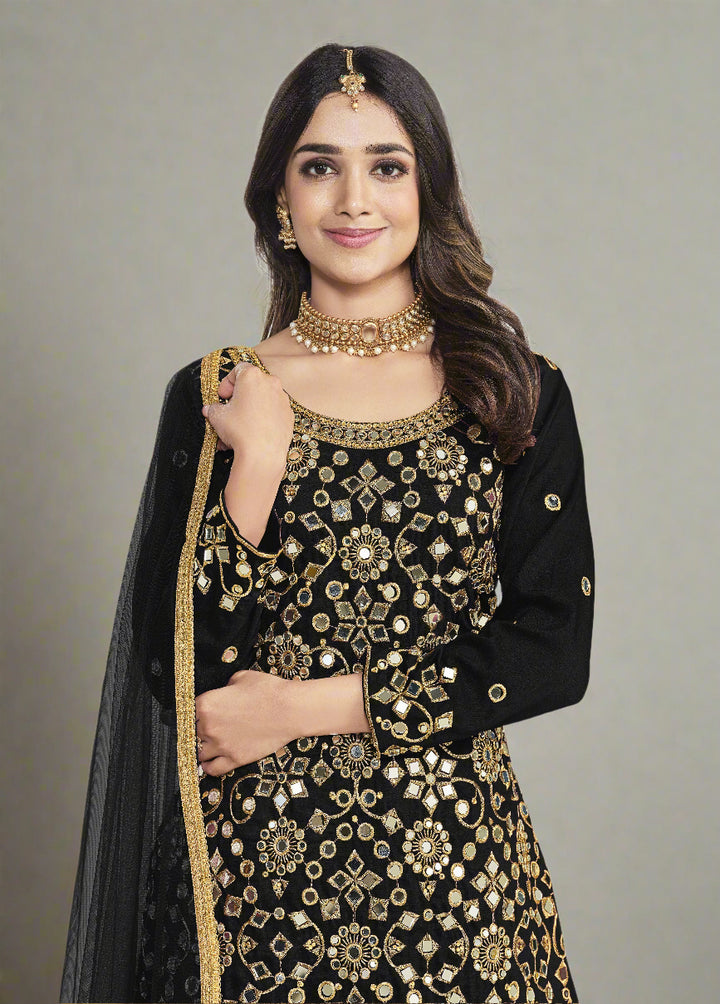 Elegant Patiala Suit | Heavy Mirror Work with Santoon Bottom