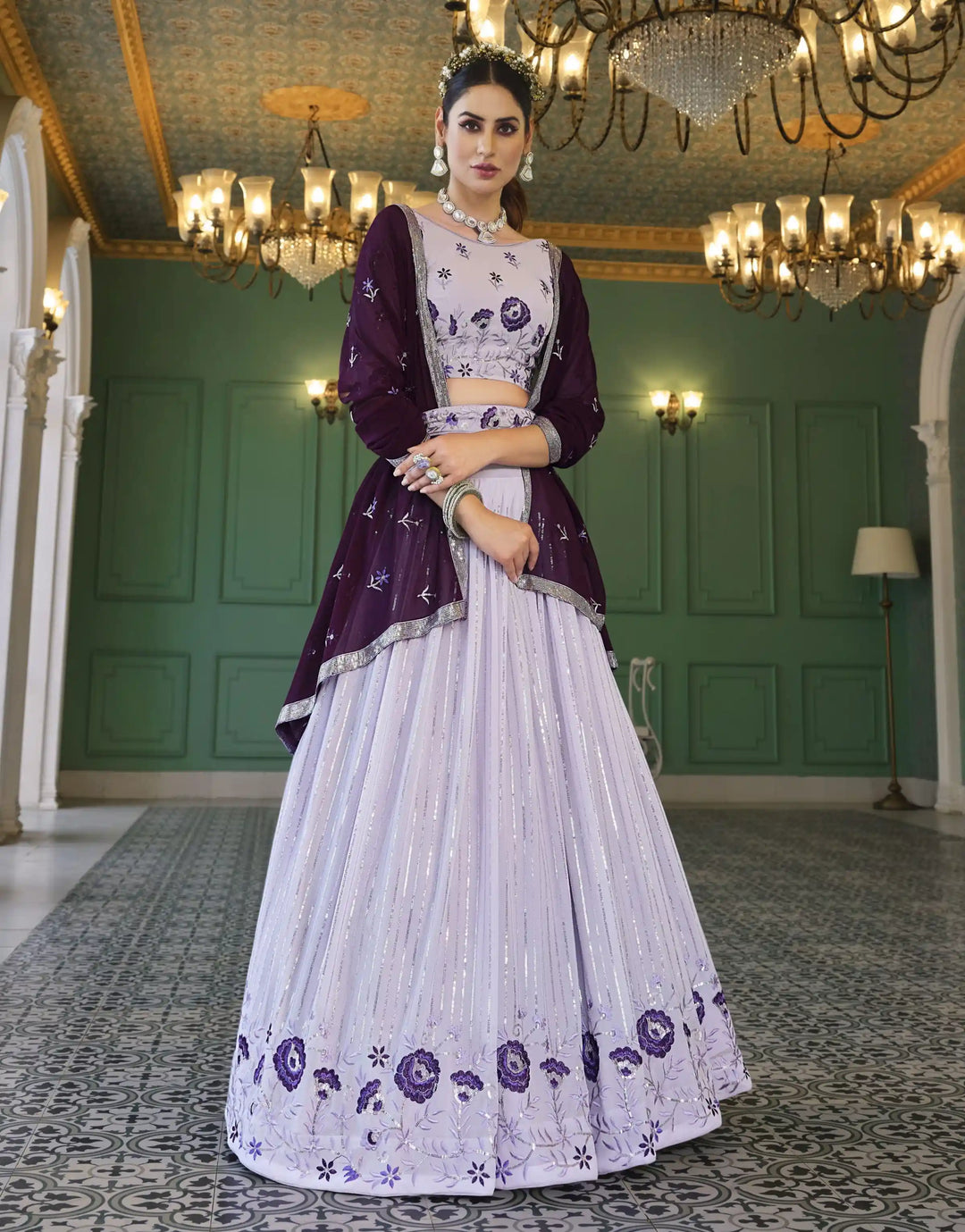 Georgette Lehenga with Thread & Sequin Embroidery | Wedding & Party Wear