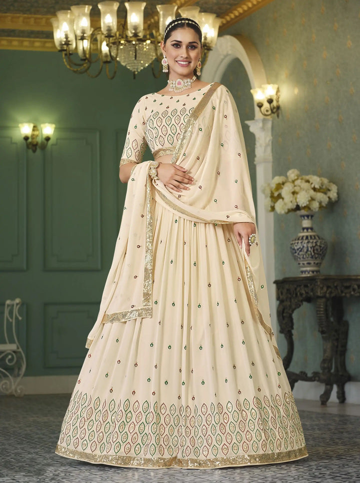 Georgette Lehenga with Thread & Sequence Embroidery | Elegant Wedding Attire