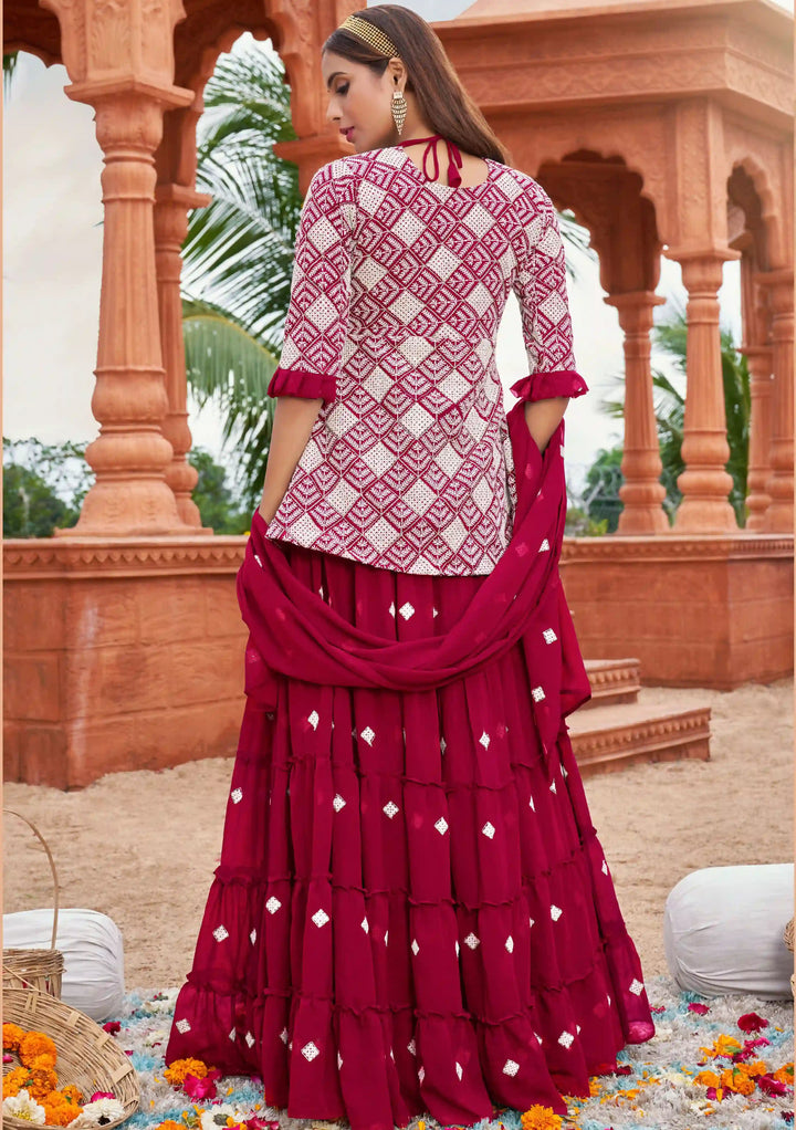 Faux Georgette Designer Skirt Suit Set | Heavy Cotton Embroidery Work & Dupatta