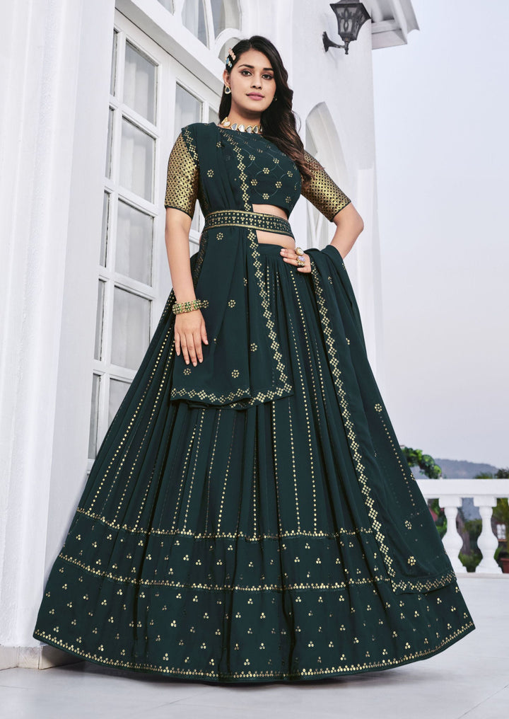 Teal Green Lehenga Choli | Heavy Thread & Sequin Embroidery Work