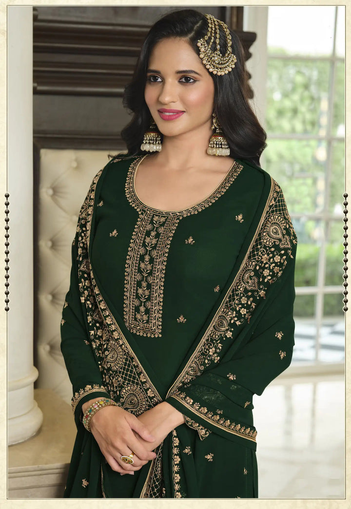 Stylish Faux Georgette Sharara Suit | Heavy Designer Sequins Embroidery