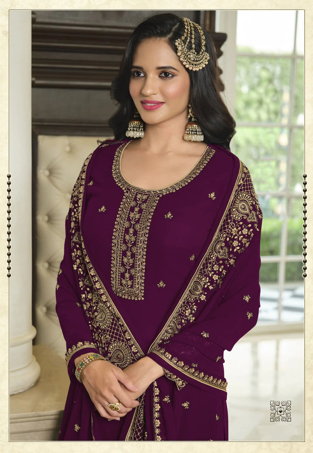 Stylish Faux Georgette Sharara Suit | Heavy Designer Sequins Embroidery