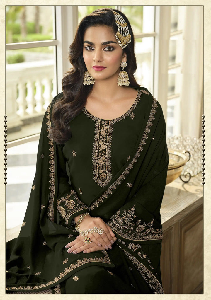 Stylish Faux Georgette Sharara Suit | Heavy Designer Sequins Embroidery