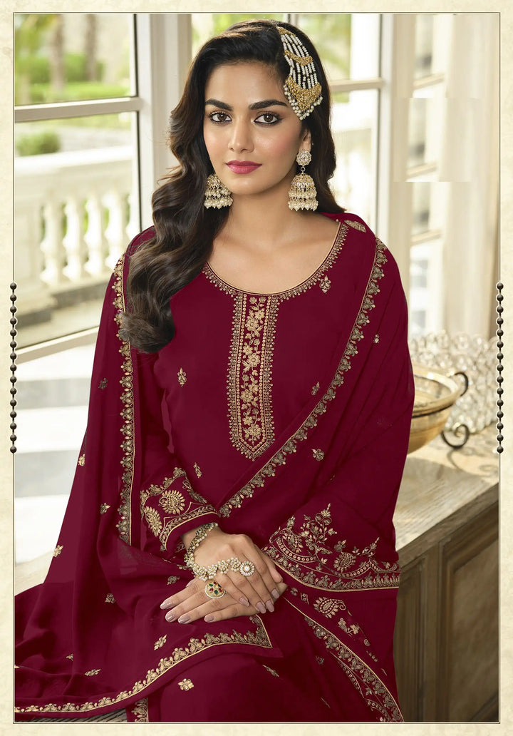 Stylish Faux Georgette Sharara Suit | Heavy Designer Sequins Embroidery