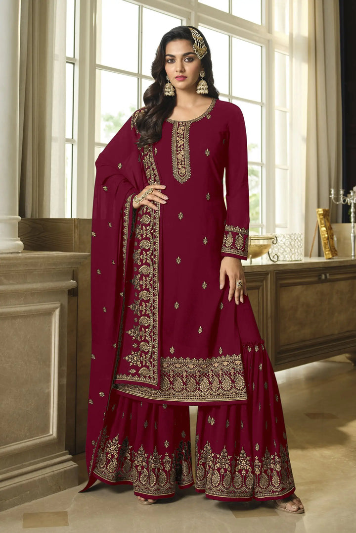 Stylish Faux Georgette Sharara Suit | Heavy Designer Sequins Embroidery
