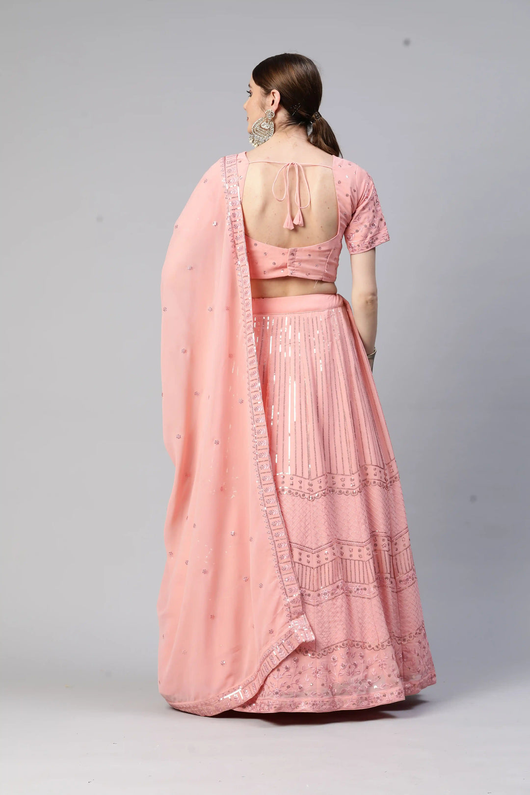 Georgette Heavy Sequence Embroidery Lehenga | Bridal Party Wear Elegance