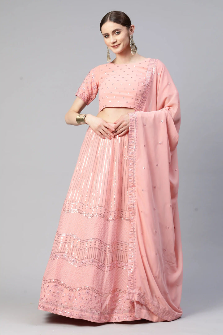 Georgette Heavy Sequence Embroidery Lehenga | Bridal Party Wear Elegance