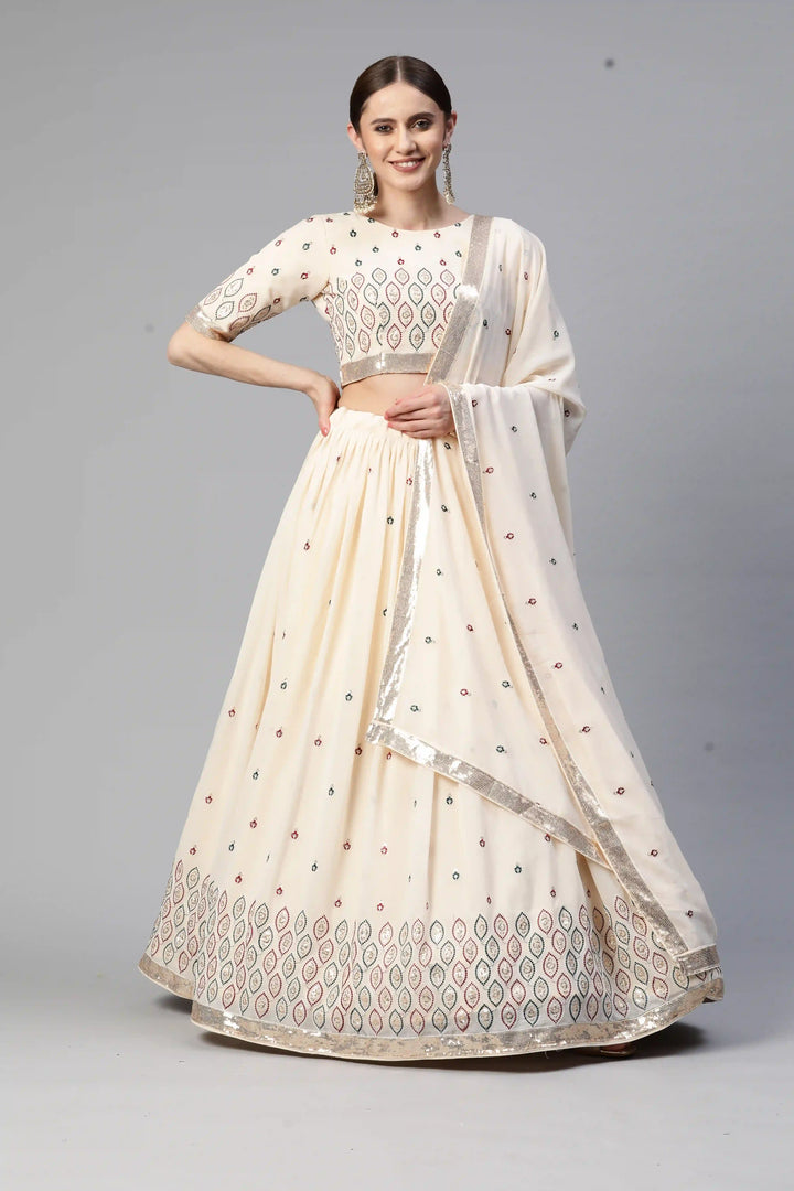 Elegant Georgette Lehenga | Heavy Sequence Embroidery for Weddings & Events