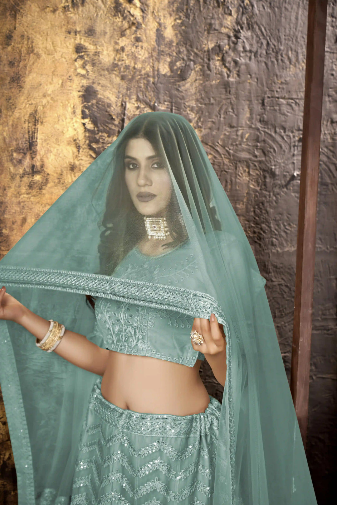Heavy Sequenced Net Lehengas | Elegant Embroidery for Weddings & Events