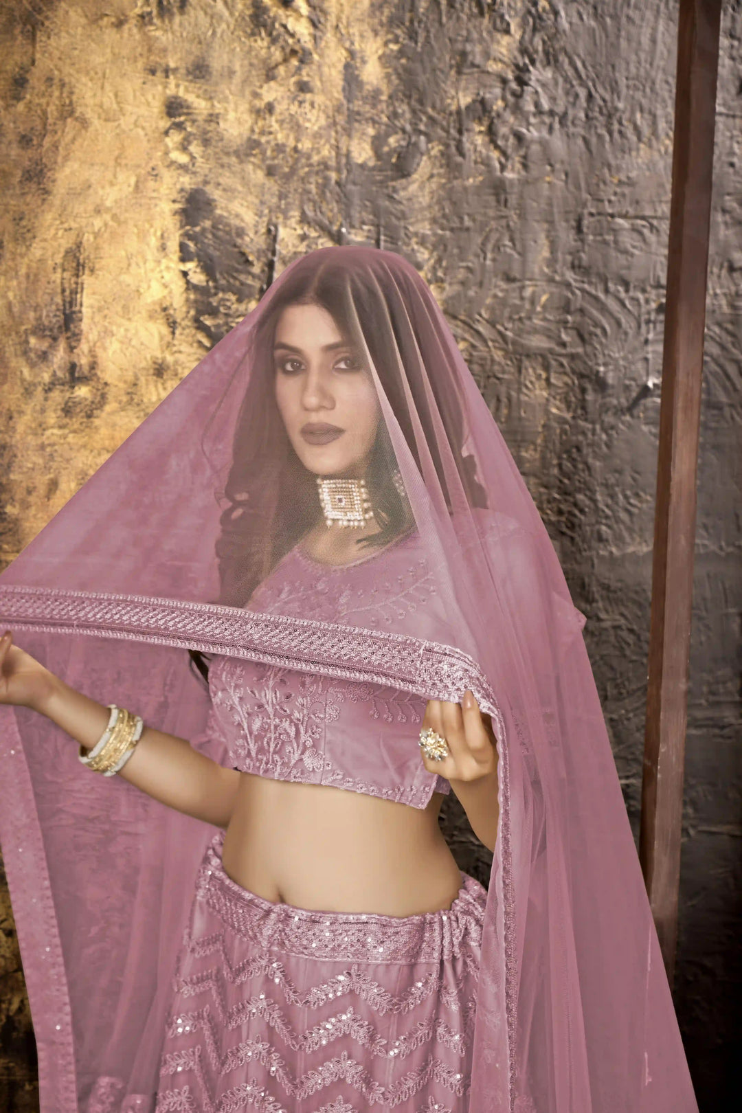 Heavy Sequenced Net Lehengas | Elegant Embroidery for Weddings & Events
