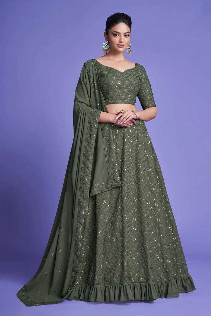 Georgette Lehengas with Thread & Sequin Embroidery | Wedding & Party Wear